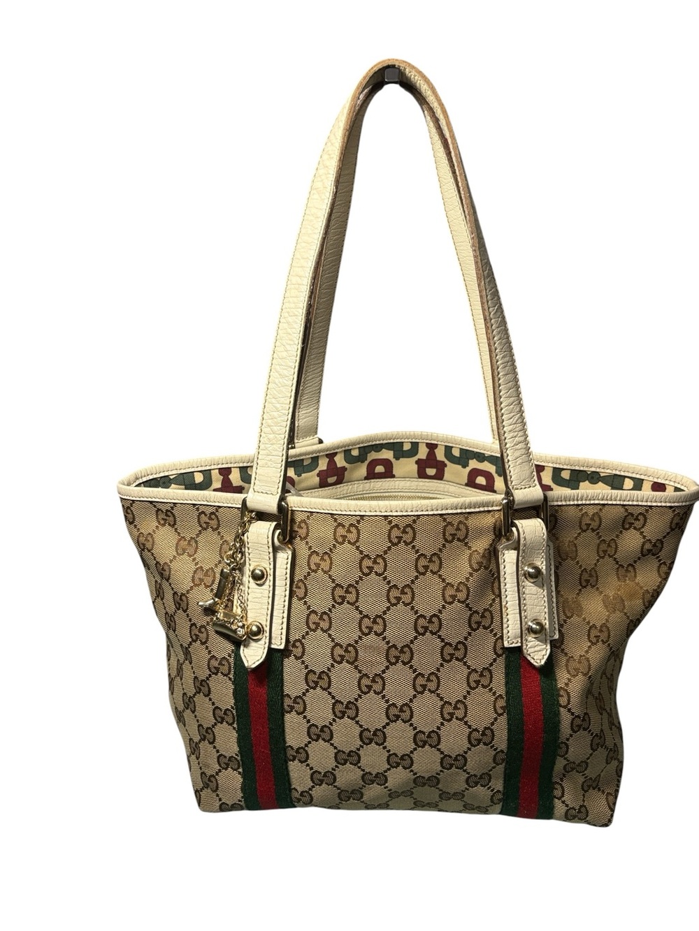 Gucci Jolicoeur GG Monogram Web Stripe Tote with Boot Charm